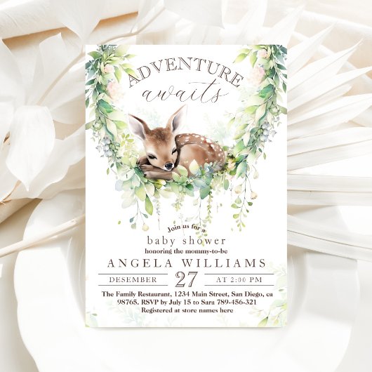 Adventure Woodland Herten groen Baby shower Kaart