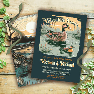Adventure Woodland Mallord Duck Baby shower Kaart