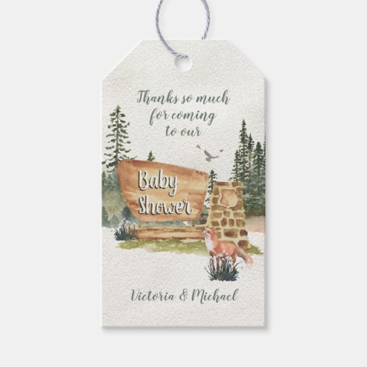 Adventure Woodland National Park Baby shower Squar Cadeaulabel (Voorkant)