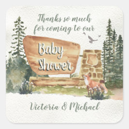 Adventure Woodland National Park Baby shower Vierkante Sticker
