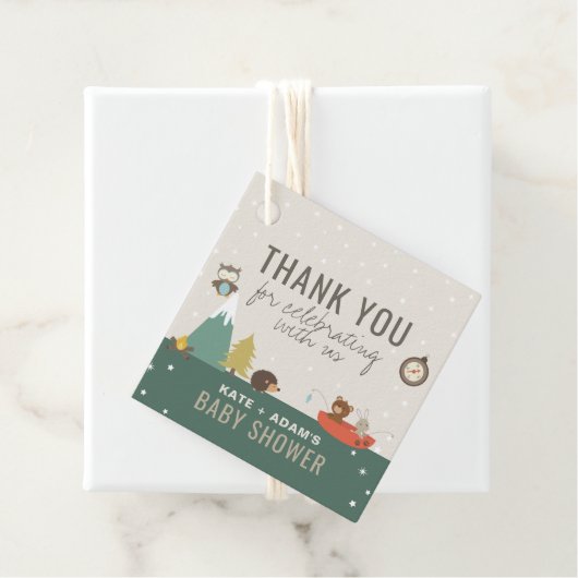 Adventure Woodland Neutraal Baby shower Dank u wel Bedankjes Labels (In situ)
