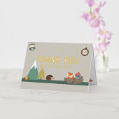 Adventure Woodland Neutraal Baby shower Dank u wel Folie Wenskaart (Orchidee)