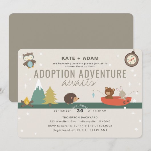 Adventure Woodland Neutral Adoption Baby shower Kaart (Voorkant / Achterkant)