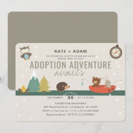 Adventure Woodland Neutral Adoption Baby shower Kaart