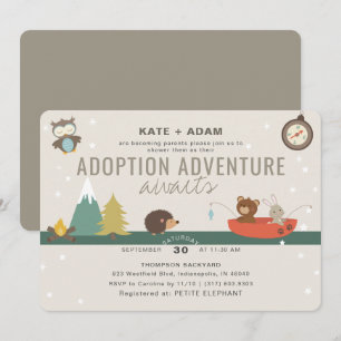 Adventure Woodland Neutral Adoption Baby shower Kaart