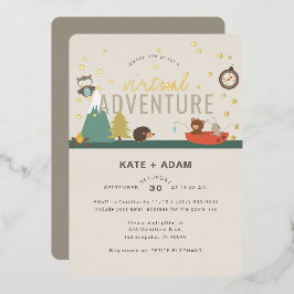 Adventure Woodland Neutral Virtual Baby shower Folie Uitnodiging