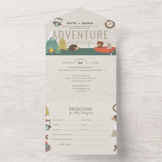 Adventure Woodland Predications Neutraal Baby show All In One Uitnodiging (Binnen)