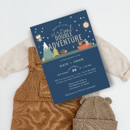 Adventure Woodland Twin Boys Virtual Baby shower Kaart