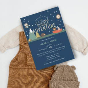 Adventure Woodland Twin Boys Virtual Baby shower Kaart