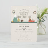 Adventure Woodland Twin Neutra Virtual Baby shower Kaart (Staand voorkant)