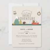 Adventure Woodland Twin Neutra Virtual Baby shower Kaart (Voorkant)