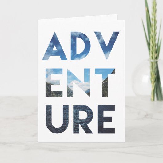 Adventure Word Art Modern Travel Photography Kaart (Voorkant)