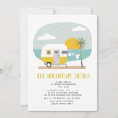 Adventure Yellow Camper Beach Neutraal Baby shower Kaart (Voorkant)