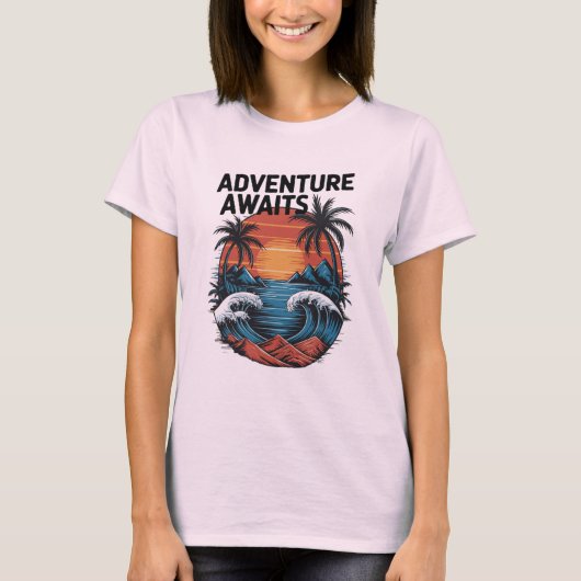 Adventures Await: Bold Exploration T-Shirt Design (Voorkant)