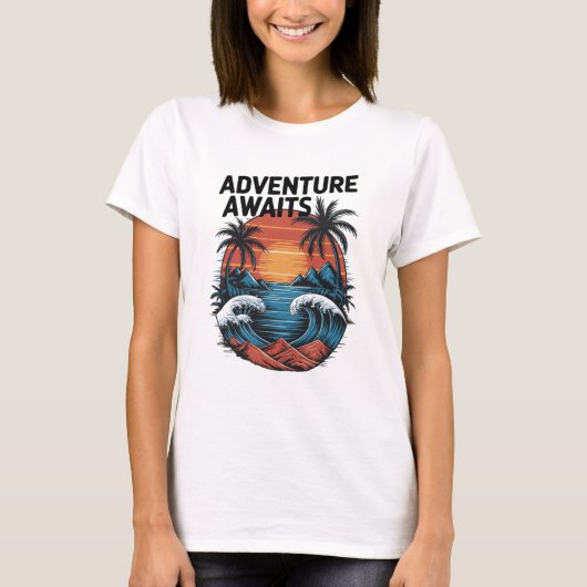 Adventures Await: Bold Exploration T-Shirt Design (Voorkant)