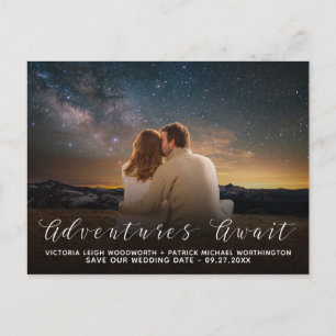 Adventures Await Photo Wedding Bewaar de datum Aankondigingskaart