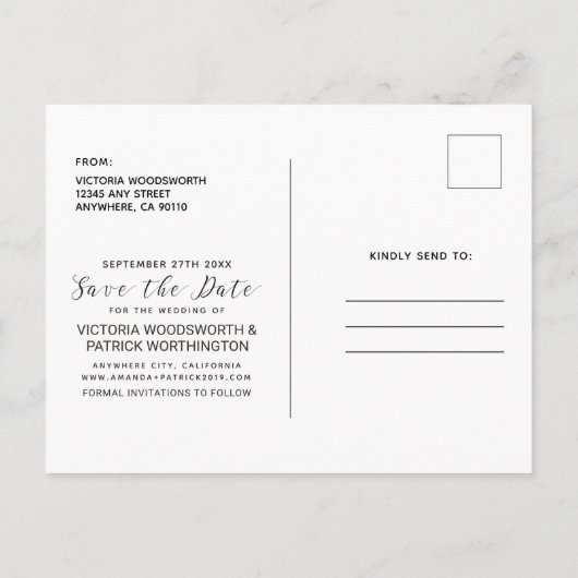 Adventures Await Photo Wedding Bewaar de datum Aankondigingskaart (Achterkant)