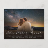 Adventures Await Photo Wedding Bewaar de datum Aankondigingskaart (Voorkant)
