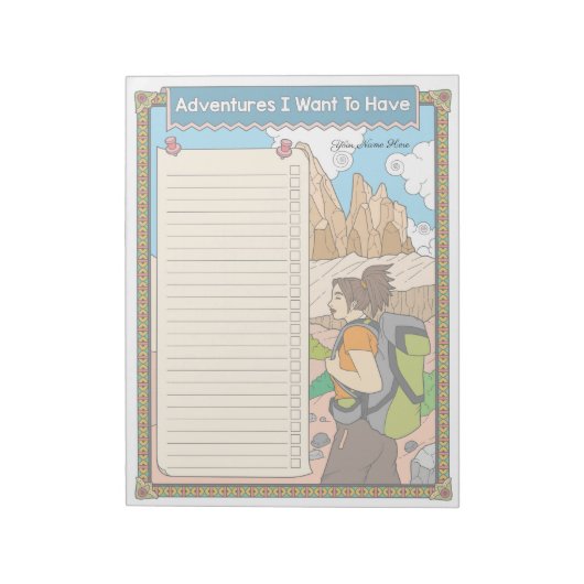 Adventures to Do List Aangepast Notitieblok (Linkerzijde)