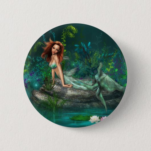 Adventurine Mermaid Ronde Button 5,7 Cm (Voorkant)