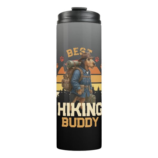 Adventurous Airedale Hiker Wilderness Explorer Thermosbeker (Voorkant)