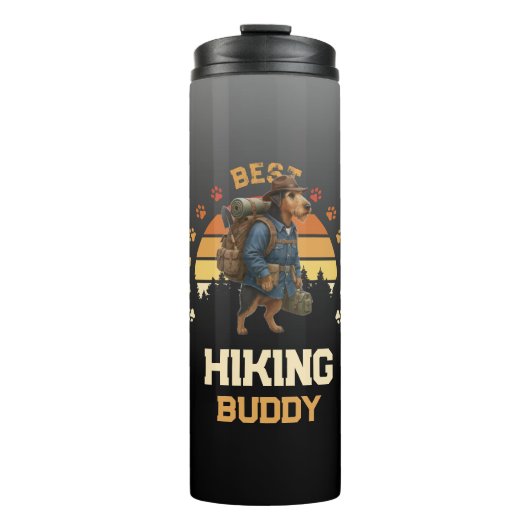 Adventurous Airedale Hiker Wilderness Explorer Thermosbeker (Voorkant)