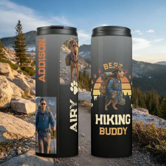 Adventurous Airedale Hiker Wilderness Explorer Thermosbeker