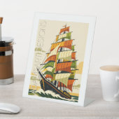 Adventurous Art Deco Sailing Ship Reclamebord Met Voetstuk (Insitu)
