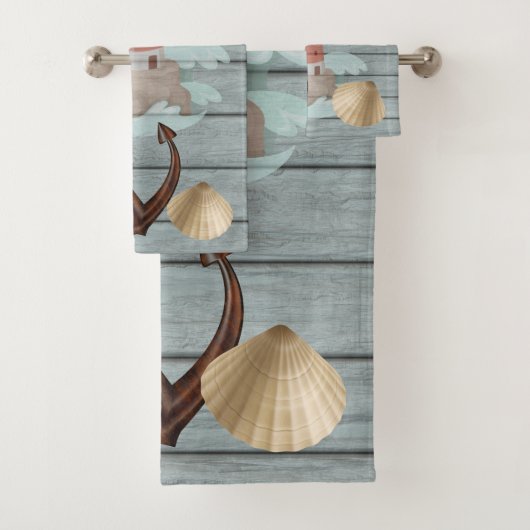 Adventurous Blue en White Beach House Bad Handdoek (Insitu)