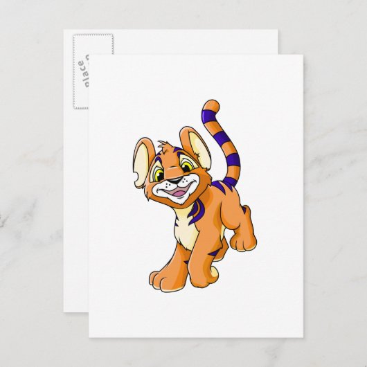 Adventurous oranje Kougra Briefkaart (Voorkant / Achterkant)