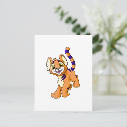 Adventurous oranje Kougra Briefkaart (Staand voorkant)