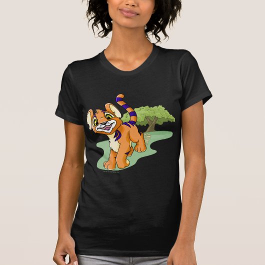 Adventurous oranje Kougra op Mystery Island T-shirt (Voorkant)