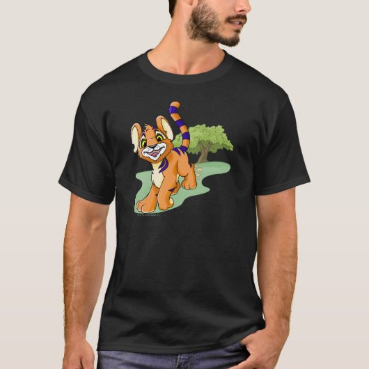 Adventurous oranje Kougra op Mystery Island T-shirt (Voorkant)