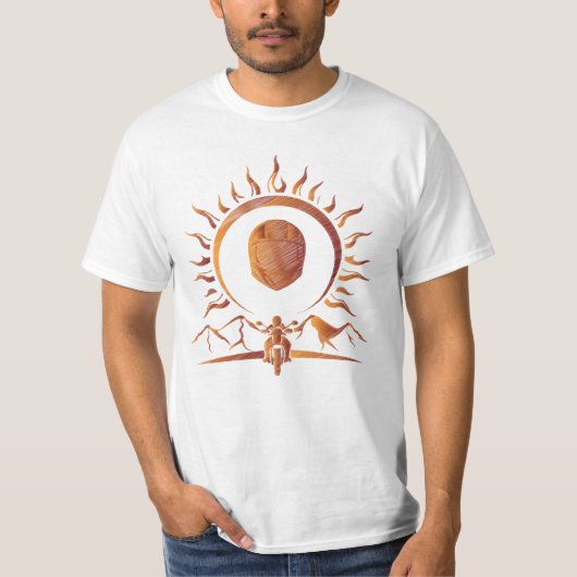 Adventurous Spirit Orange Motorcycle Helmet Sun T-shirt (Voorkant)