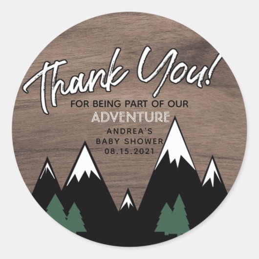 ADVENTUUR, BABY SHOWER, BABY BOY, OH BOY Invitatio Ronde Sticker (Voorkant)