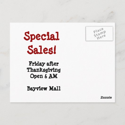 Adverteer Verkoop! Kleine zakelijke zaterdag Briefkaart (Achterkant)