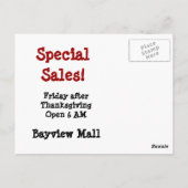 Adverteer Verkoop! Kleine zakelijke zaterdag Briefkaart (Achterkant)