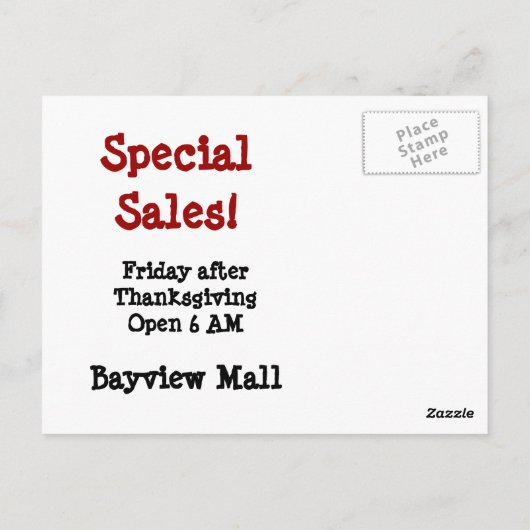 Adverteer Verkoop! Kleine zakelijke zaterdag Briefkaart (Achterkant)