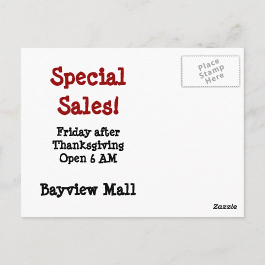 Adverteer Verkoop! Kleine zakelijke zaterdag Briefkaart (Achterkant)