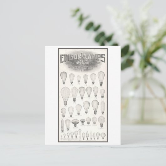  advertentie Edison Lampen Gloeilampen Briefkaart (Staand voorkant)