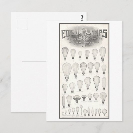  advertentie Edison Lampen Gloeilampen Briefkaart (Voorkant / Achterkant)