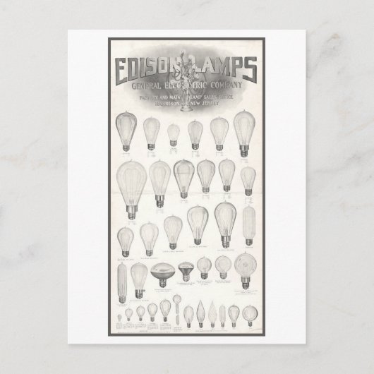  advertentie Edison Lampen Gloeilampen Briefkaart (Voorkant)