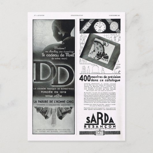 Advertentie, Sarda, Besançon Feestdagenkaart (Voorkant)