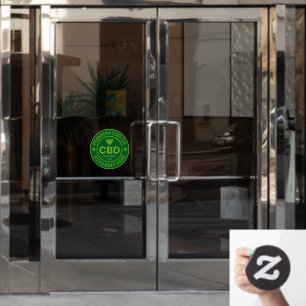 Advertentie voor Premium CBD-olie beschikbaar hier Raamsticker