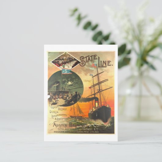  advertentie voor State Line Ship Briefkaart (Staand voorkant)