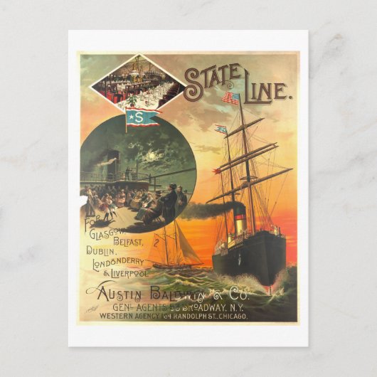  advertentie voor State Line Ship Briefkaart (Voorkant)