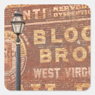 Advertenties aan de kant van het gebouw vierkante sticker