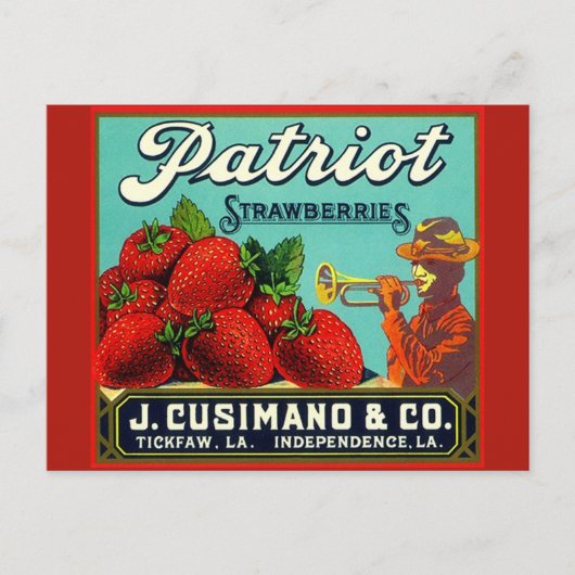  Adverteren aardbeien Onafhankelijkheid LA Feestdagenkaart (Voorkant)