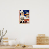  Adverteren advertentie: restaurant- en voedselcat Poster (Keuken)