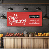 Adverteren bij zachte opening - Logo en details to Spandoek
